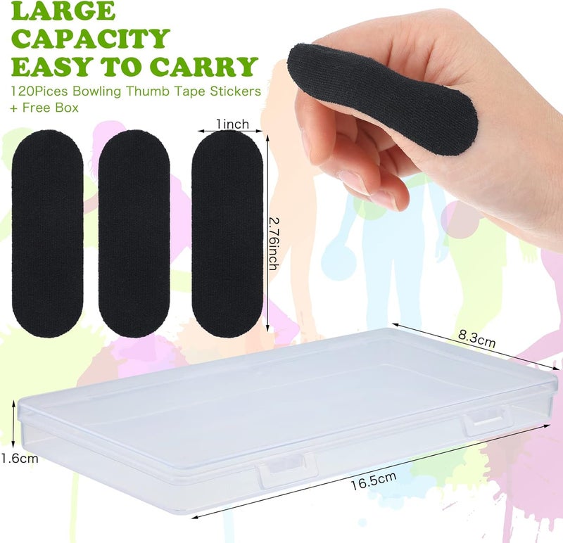 Civaner 120 Pieces Bowling Thumb Tape with Portable Box Bowling Finger Tape with Protector Protective Performance for Bowlers Exercise Sport(Black) - Image 2